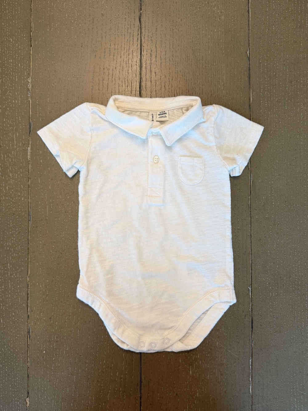 Janie and Jack Boys’ Newborn Short-Sleeve White Cotton Polo Onesie • Size 3-6M